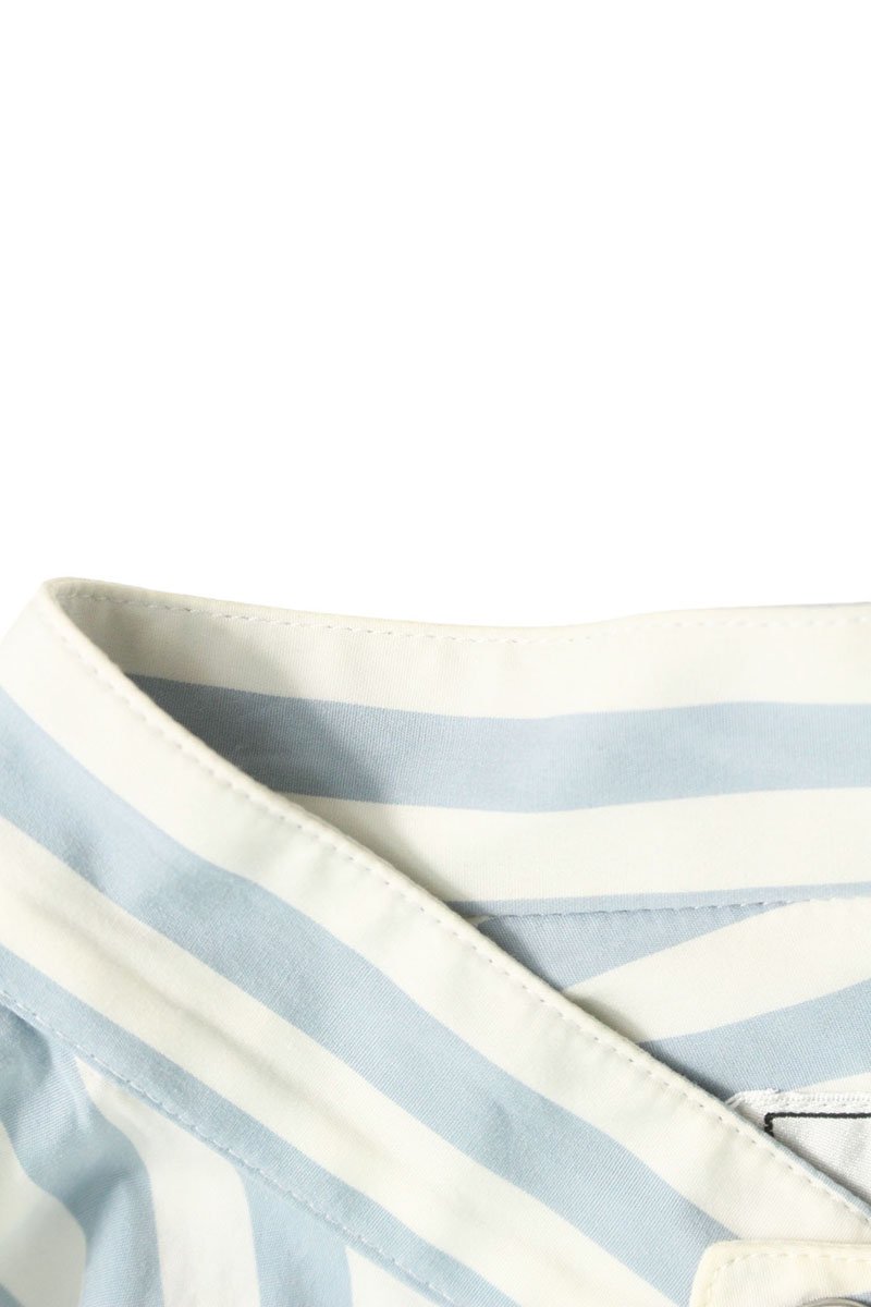 Hermes Collarless Long Sleeve T-Shirt Blue x White Size 41