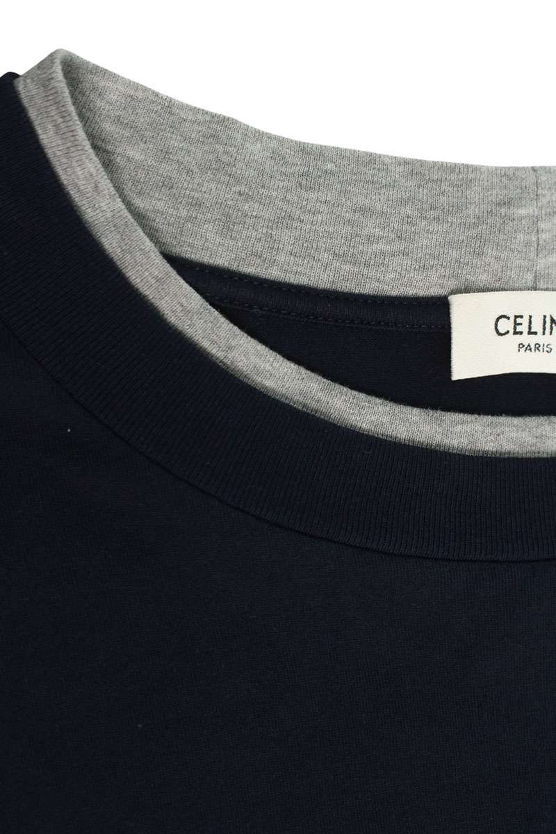 CELINE Layered Loose Cotton Long Sleeve Top Multi Size XL