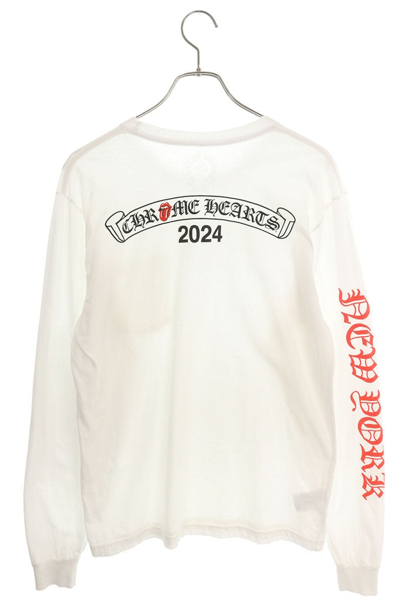 Chrome Hearts Back Scroll Label Long Sleeve Tee White/Black Size L