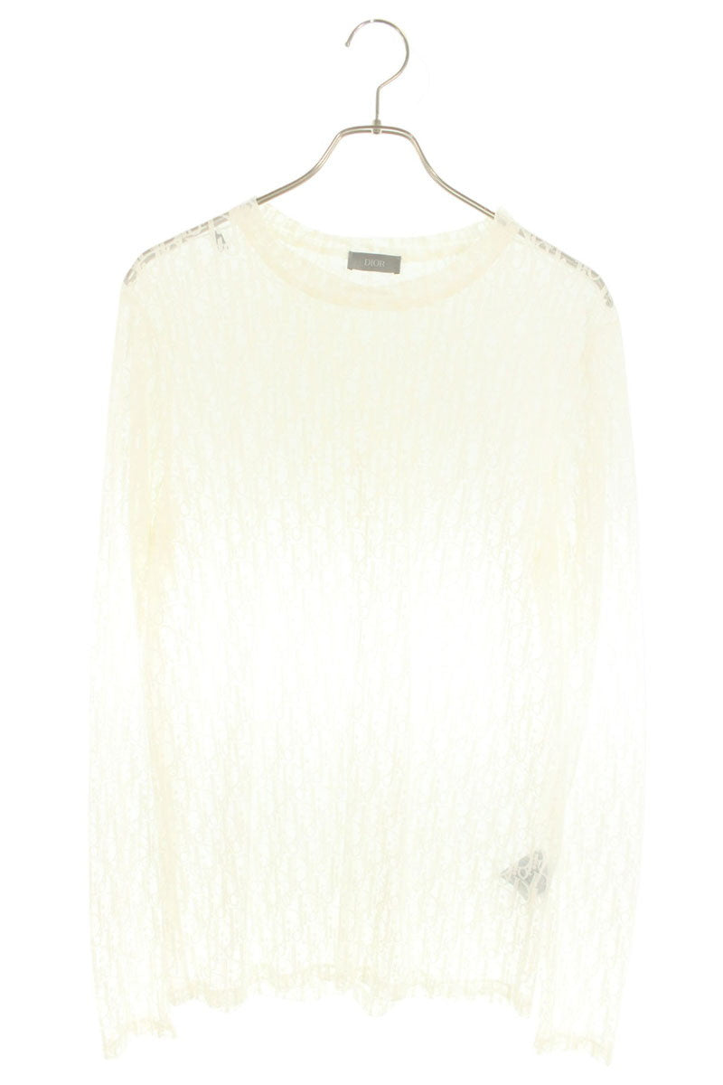 DIOR Oblique Sheer Long Sleeve Top White Size M