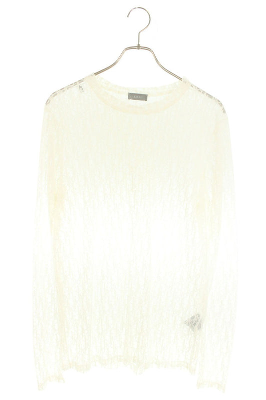 DIOR Oblique Sheer Long Sleeve Top White Size M