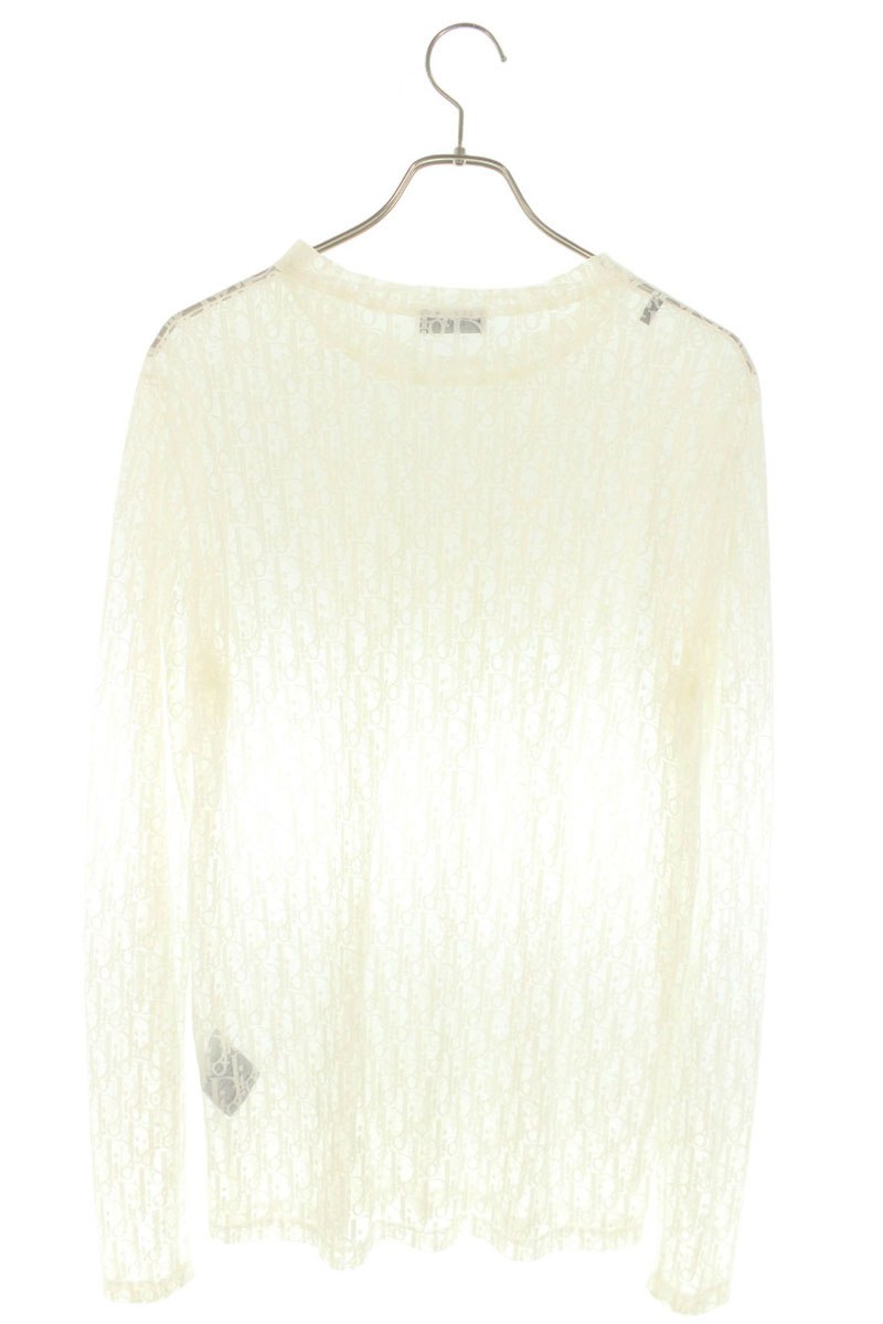 DIOR Oblique Sheer Long Sleeve Top White Size M