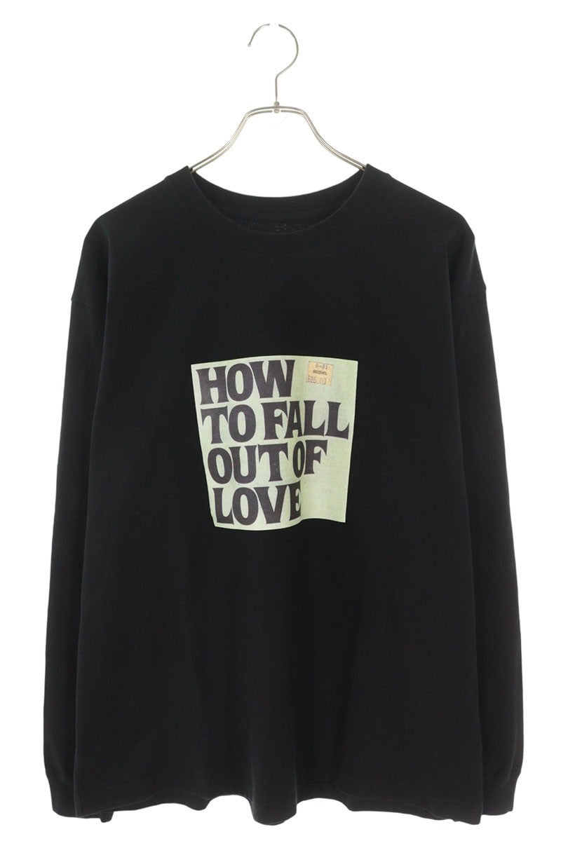 SEQUEL 25AW Black Text Print Cotton Long Sleeve Tee Size L