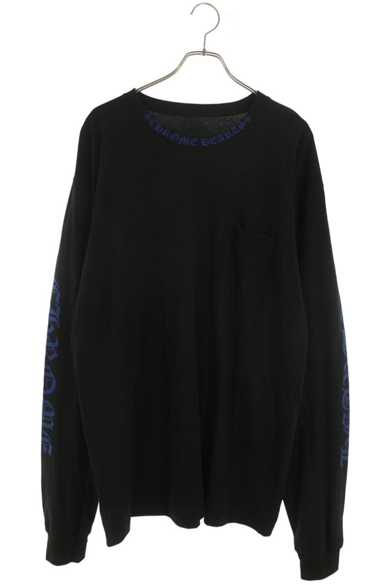 Chrome Hearts Neck Logo Print Long Sleeve Tee Black/Blue Size XXL