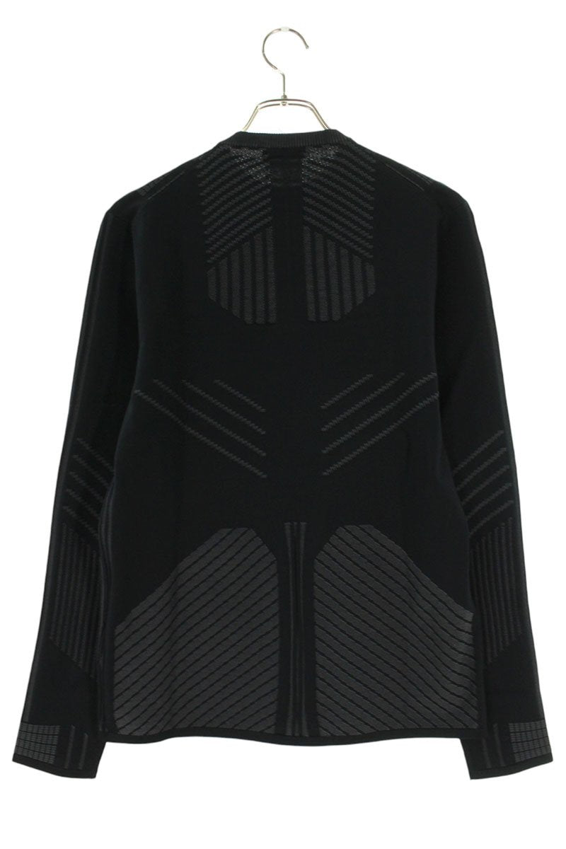 Prada Technical Knit Logo Long Sleeve Top Black Size M
