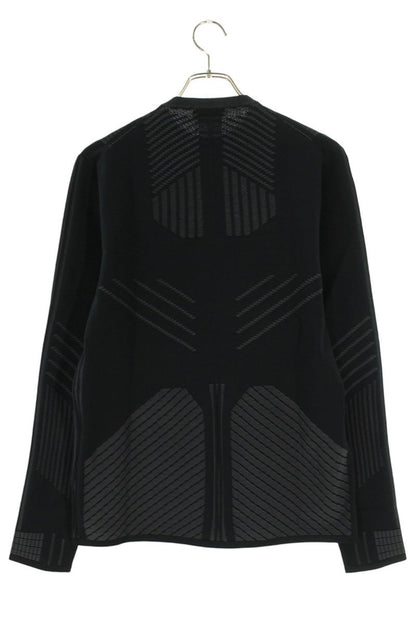 Prada Technical Knit Logo Long Sleeve Top Black Size M