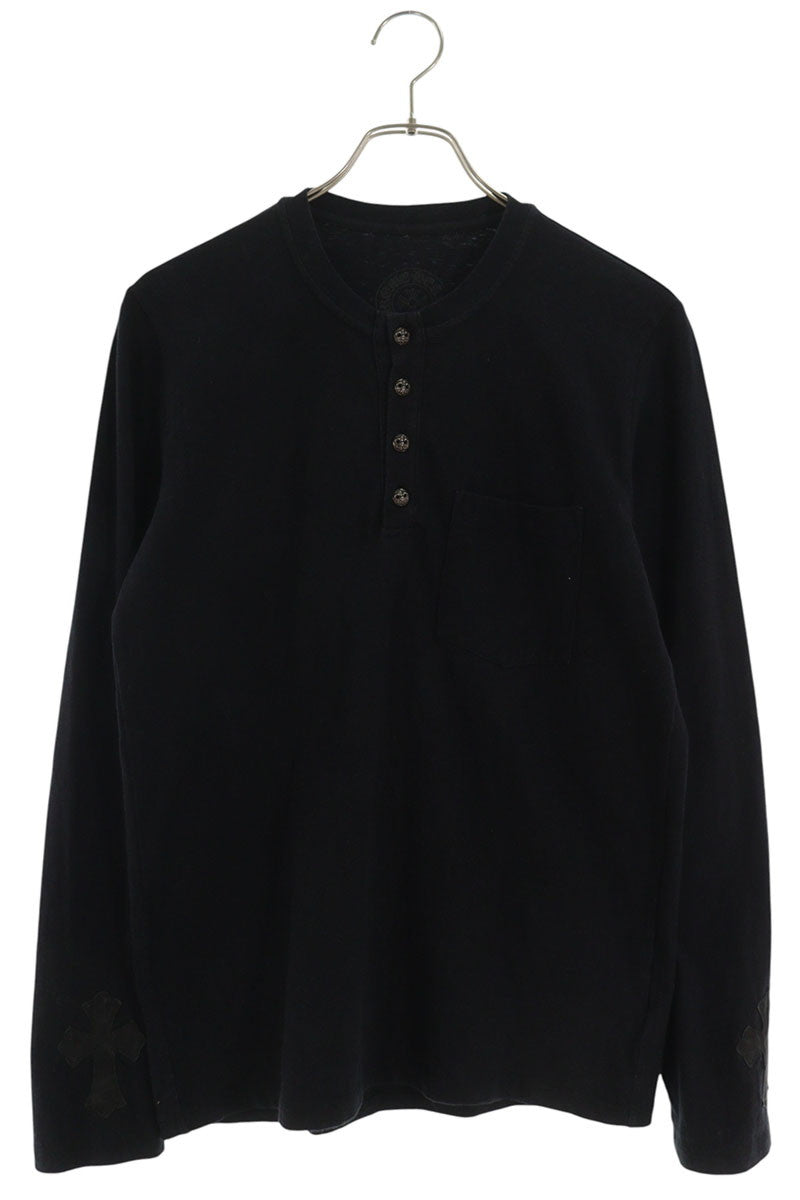Chrome Hearts Sleeve Cross Patch Henley Long Sleeve Tee Size SM