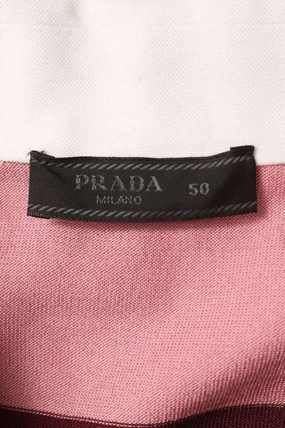 PRADA Striped Silk Blend Polo Long Sleeve Top Size L