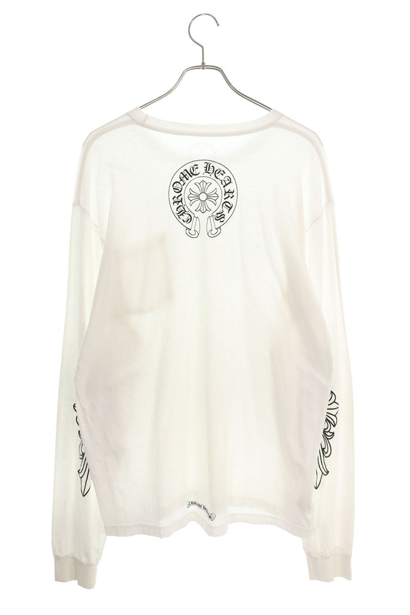 Chrome Hearts Floral Horseshoe Print Long Sleeve Tee White Size XL