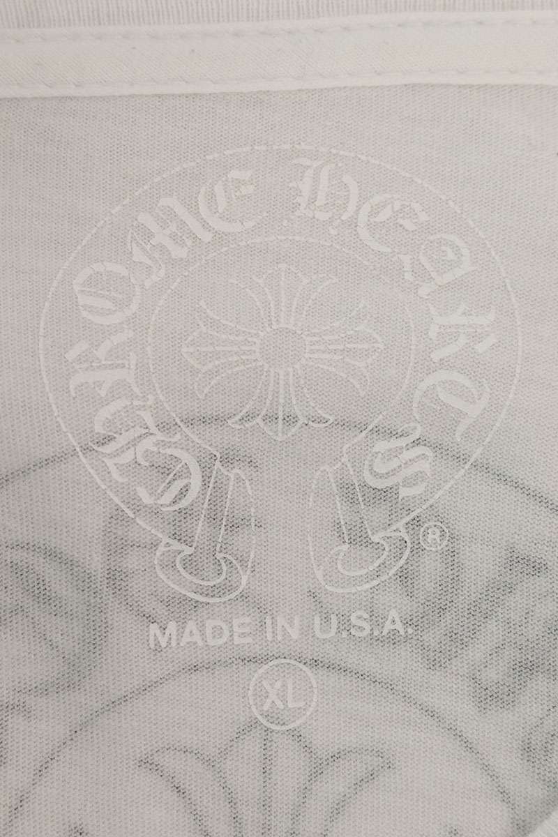 Chrome Hearts Floral Horseshoe Print Long Sleeve Tee White Size XL