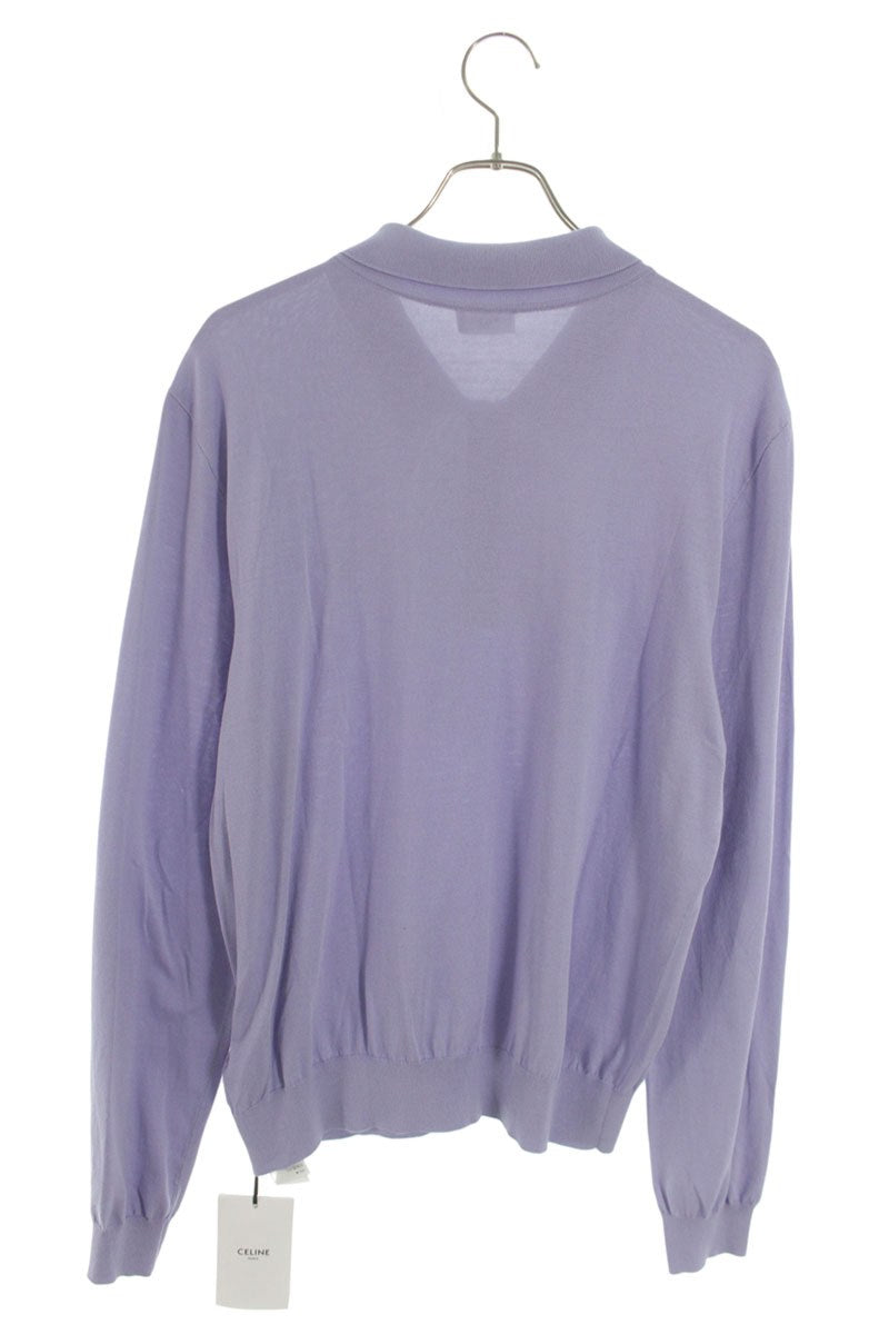 CELINE Triomphe Cotton Polo Long Sleeve Top Size L