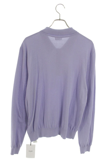 CELINE Triomphe Cotton Polo Long Sleeve Top Size L