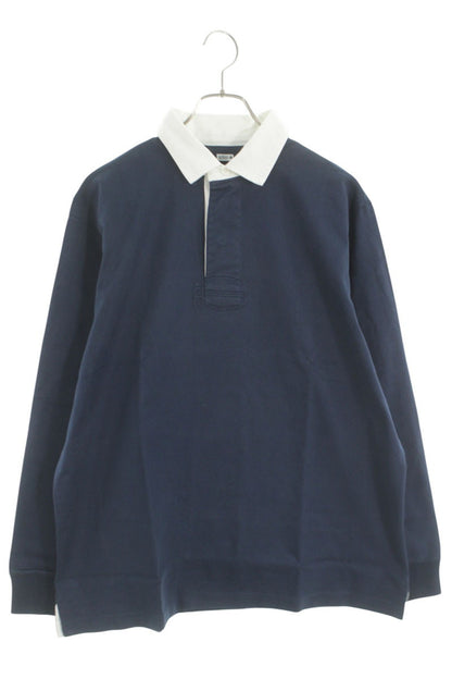 SEQUEL 25SS Logo Print Rugby Long Sleeve T-Shirt Navy Size M