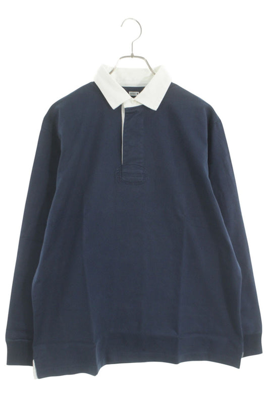 SEQUEL 25SS Logo Print Rugby Long Sleeve T-Shirt Navy Size M