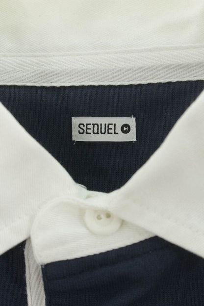 SEQUEL 25SS Logo Print Rugby Long Sleeve T-Shirt Navy Size M