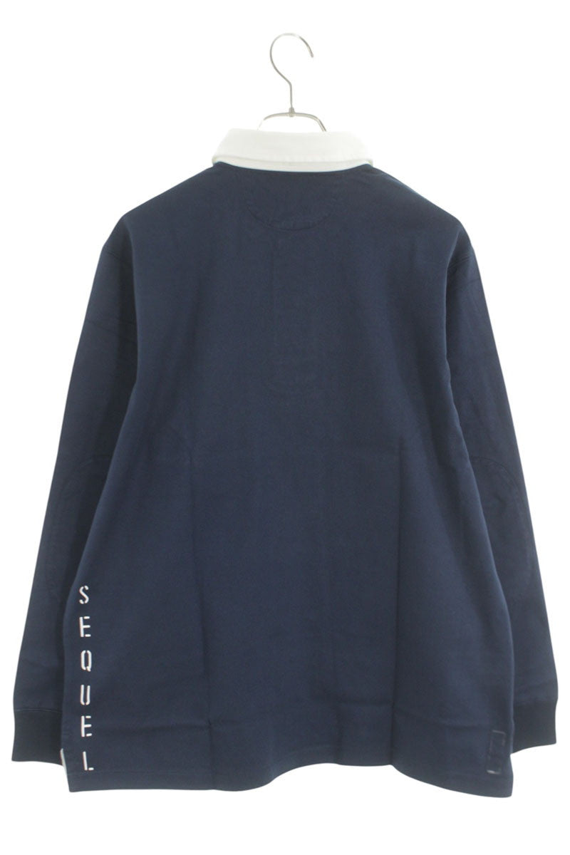 SEQUEL 25SS Logo Print Rugby Long Sleeve Blue Size XL