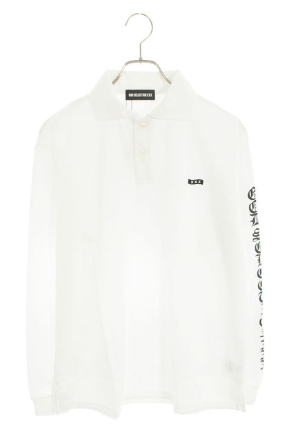 GOD SELECTION XXX Logo Print Polo Long Sleeve T-Shirt White Size M