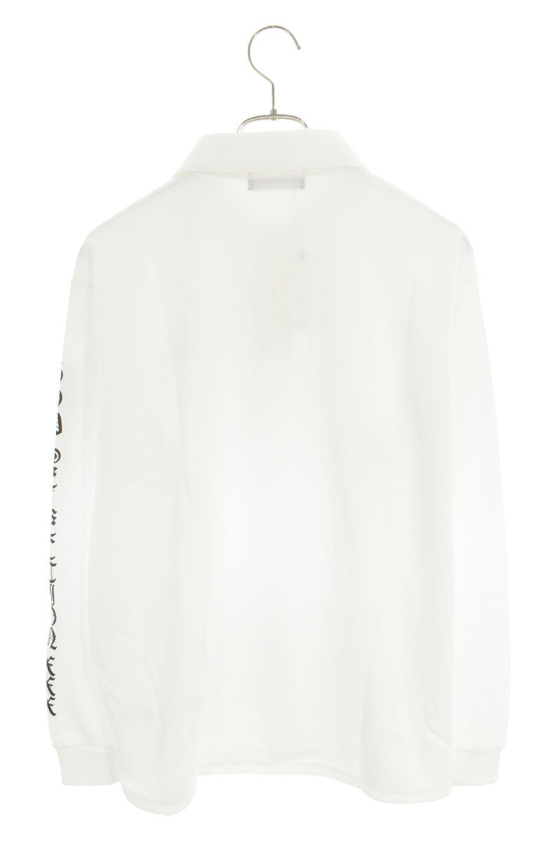 GOD SELECTION XXX Logo Print Polo Long Sleeve T-Shirt White Size M