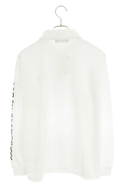 GOD SELECTION XXX Logo Print Polo Long Sleeve T-Shirt White Size M