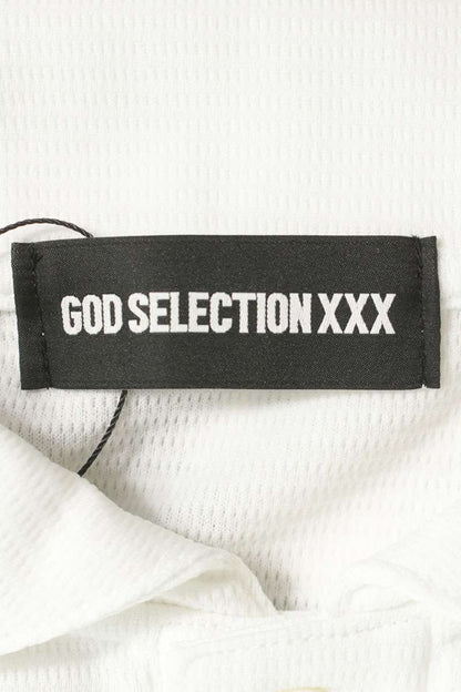 GOD SELECTION XXX Logo Print Polo Long Sleeve T-Shirt White Size M