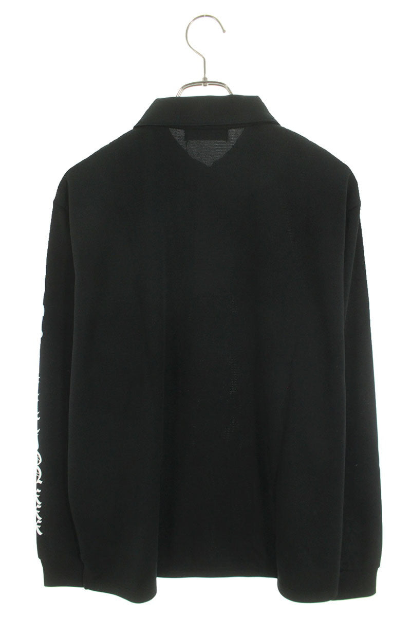 GOD SELECTION XXX Logo Print Polo Long Sleeve T-Shirt Black Size S