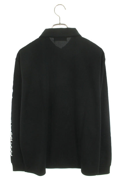 GOD SELECTION XXX Logo Print Polo Long Sleeve T-Shirt Black Size S
