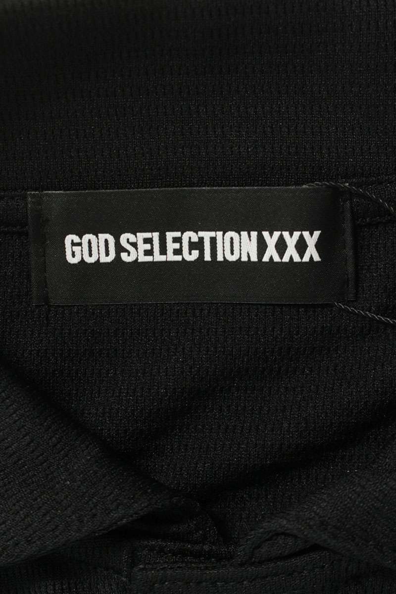 GOD SELECTION XXX Logo Print Polo Long Sleeve T-Shirt Black Size S