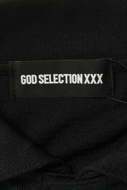 GOD SELECTION XXX Logo Print Polo Long Sleeve T-Shirt Black Size S