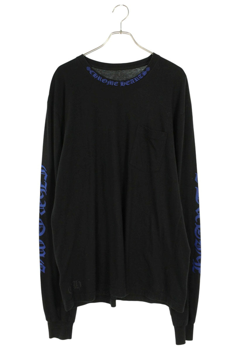 Chrome Hearts Neck Logo Print Long Sleeve Tee Black/Blue Size XL