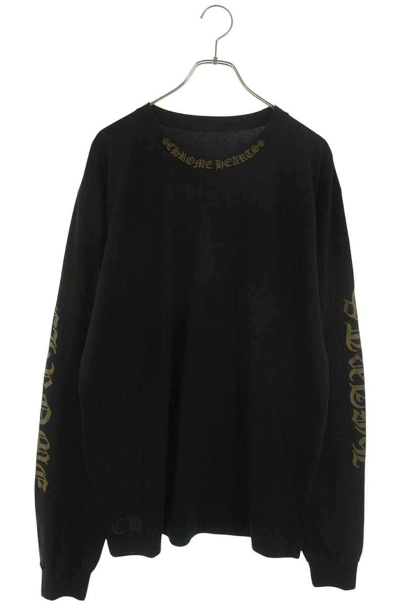 Chrome Hearts Neck Logo Print Long Sleeve Tee Black/Gold Size XL