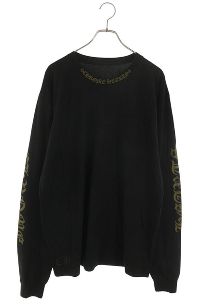 Chrome Hearts Neck Logo Print Long Sleeve Tee Black/Gold Size XL