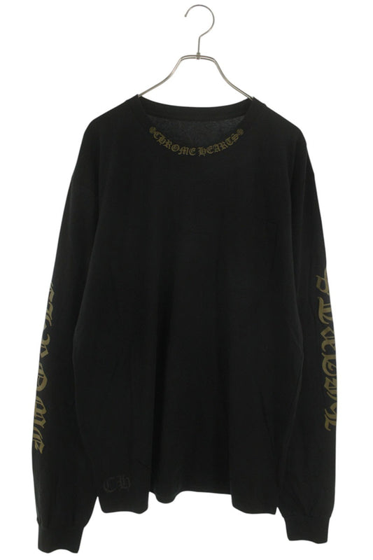 Chrome Hearts Neck Logo Print Long Sleeve Tee Black/Gold Size XL