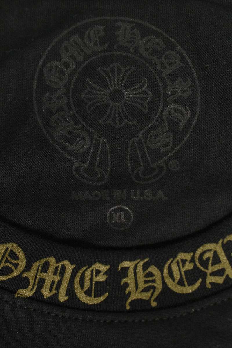 Chrome Hearts Neck Logo Print Long Sleeve Tee Black/Gold Size XL