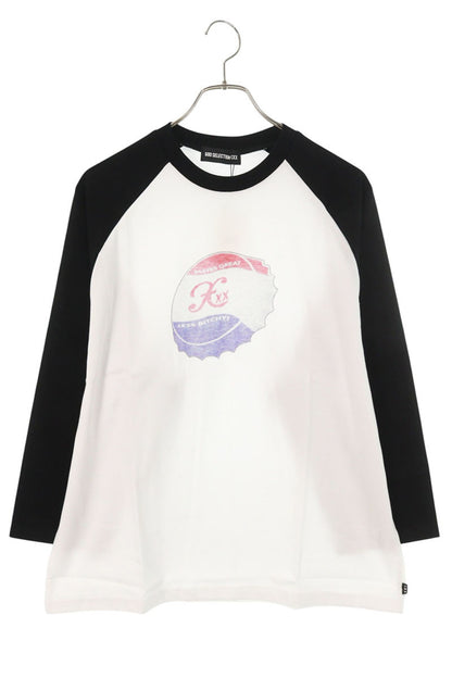 GOD SELECTION XXX Photo Print Raglan Long Sleeve Tee Multi Size S
