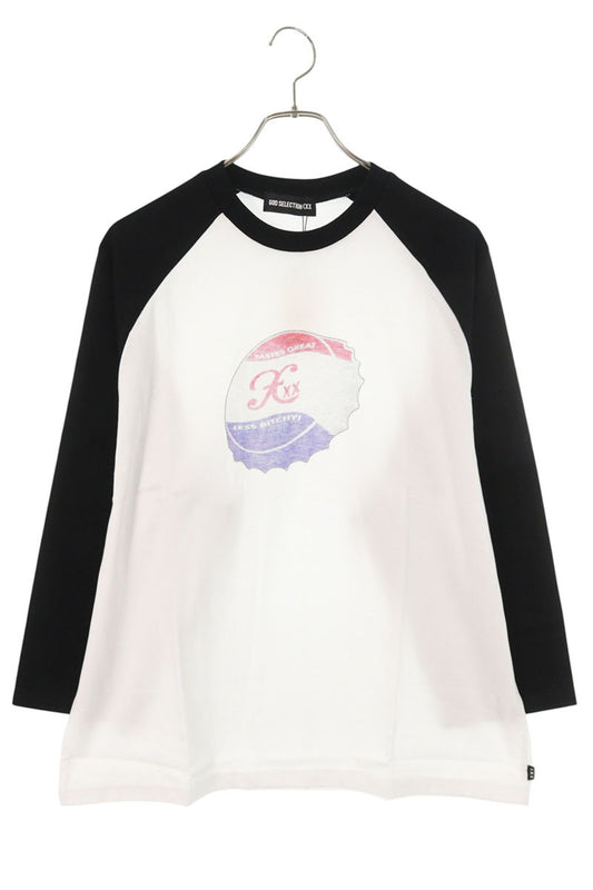 GOD SELECTION XXX Photo Print Raglan Long Sleeve Tee Multi Size S