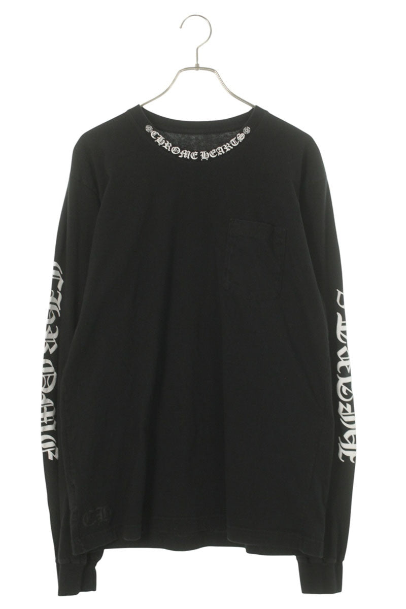 Chrome Hearts Neck Logo Long Sleeve Tee Black/White Size XL