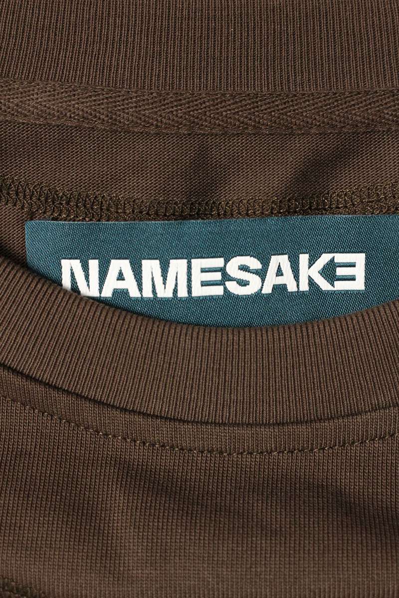 NAMESAKE Knit Paneled Long Sleeve T-Shirt Brown/Black Size L