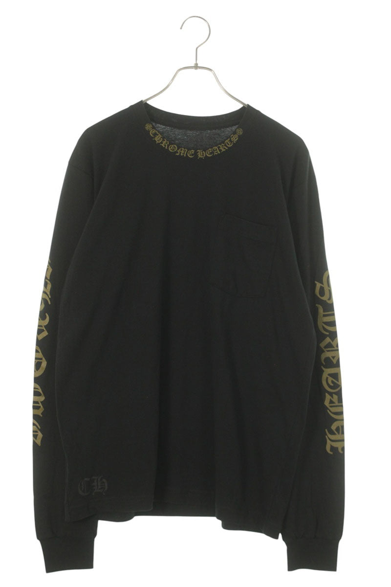 Chrome Hearts Neck Logo Print Long Sleeve Tee Black/Gold Size L