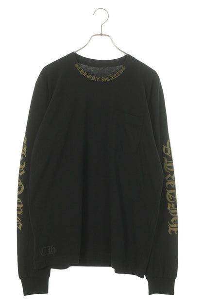 Chrome Hearts Neck Logo Print Long Sleeve Tee Black/Gold Size L