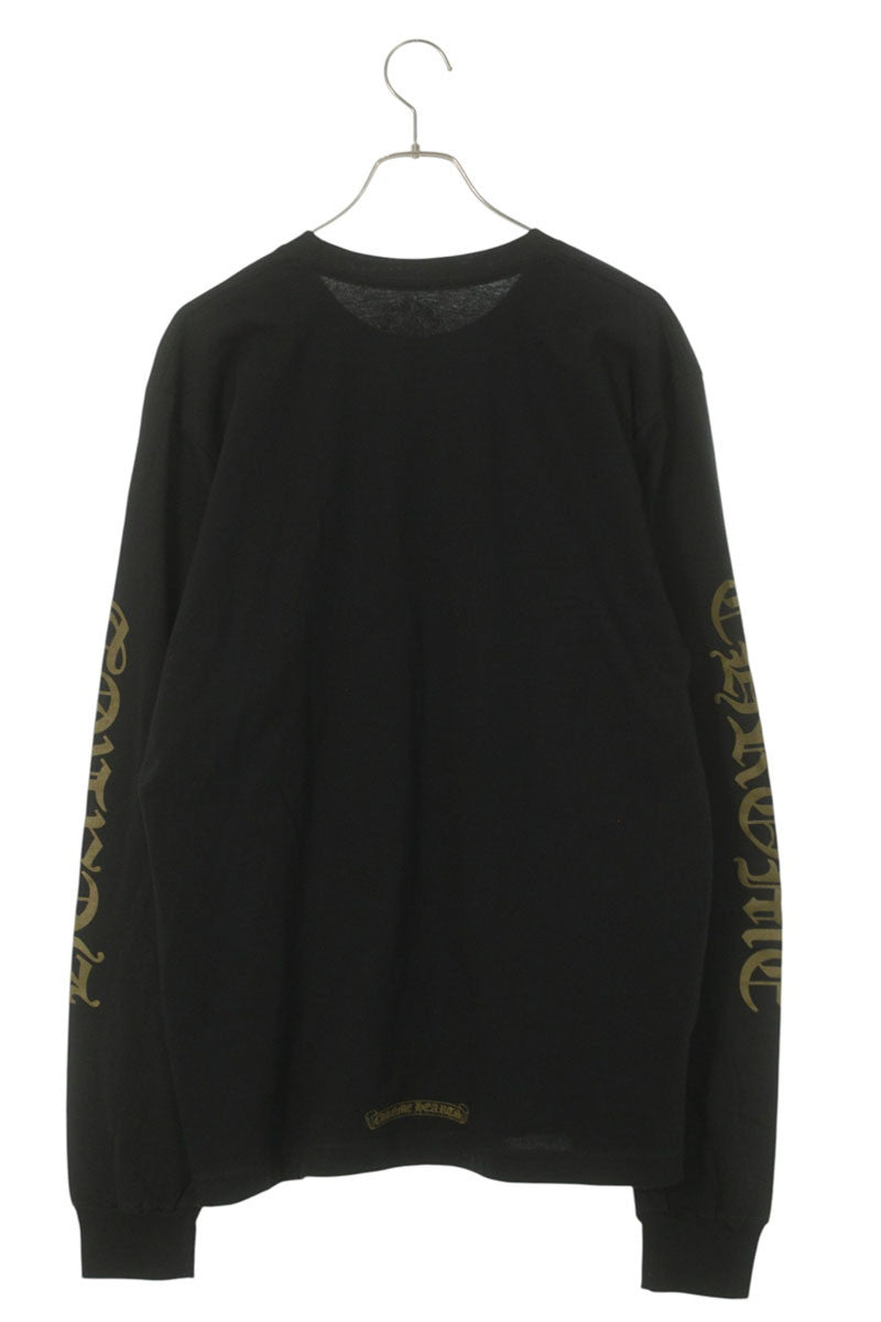 Chrome Hearts Neck Logo Print Long Sleeve Tee Black/Gold Size L