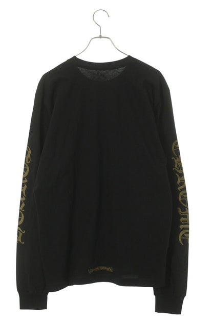 Chrome Hearts Neck Logo Print Long Sleeve Tee Black/Gold Size L