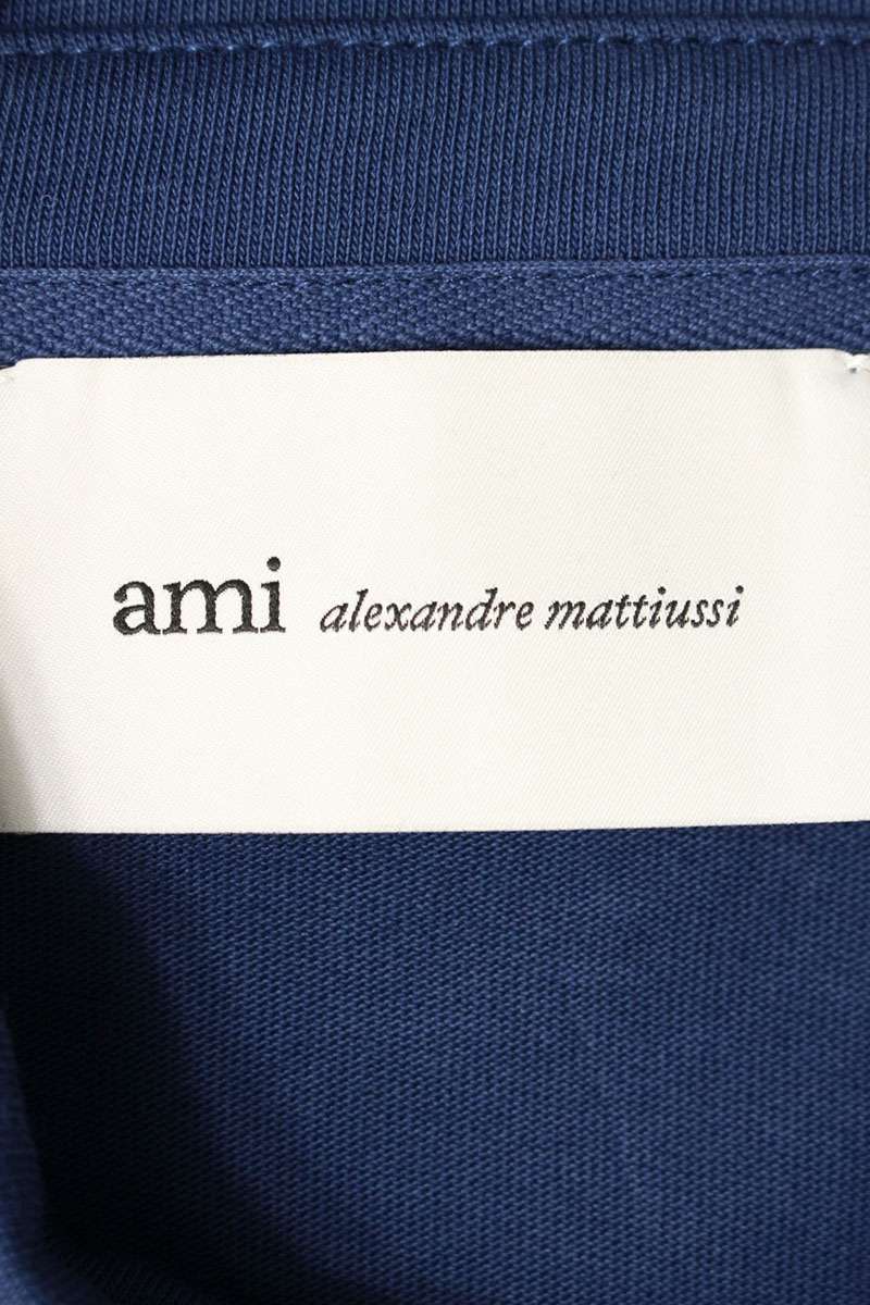 AMI 26SS Embroidered Polo Long Sleeve T-Shirt Blue Size M