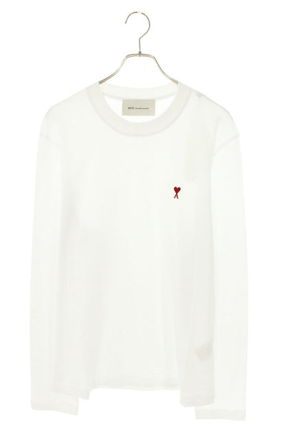 AMI 26SS Embroidered Crewneck Long Sleeve T-Shirt White x Red Size XXL