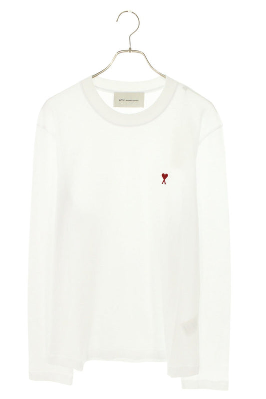 AMI 26SS Embroidered Crewneck Long Sleeve T-Shirt White x Red Size XXL