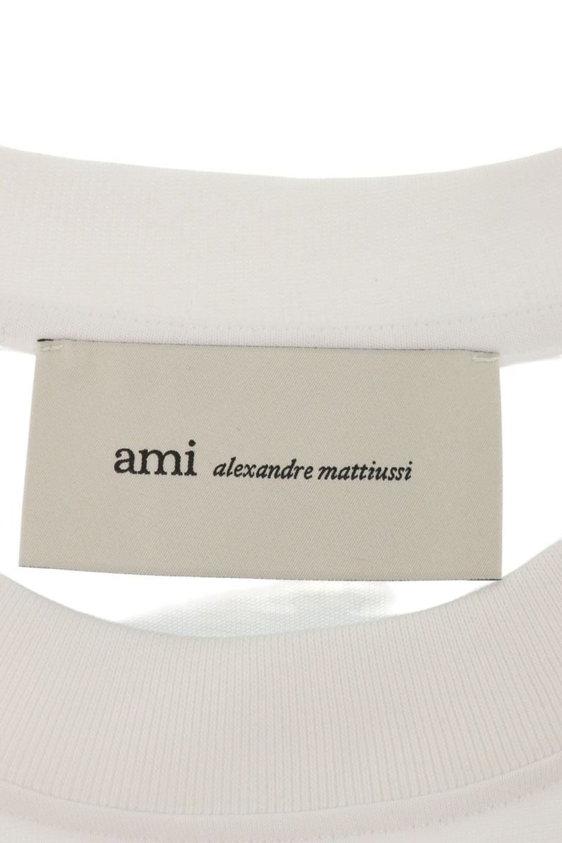 AMI 26SS Embroidered Crewneck Long Sleeve T-Shirt White x Red Size M