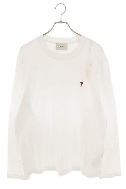 AMI 26SS Embroidered Crewneck Long Sleeve T-Shirt White x Red Size XL