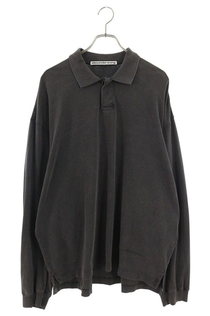 ALEXANDER WANG Front Logo Long Sleeve Tee Gray Size L