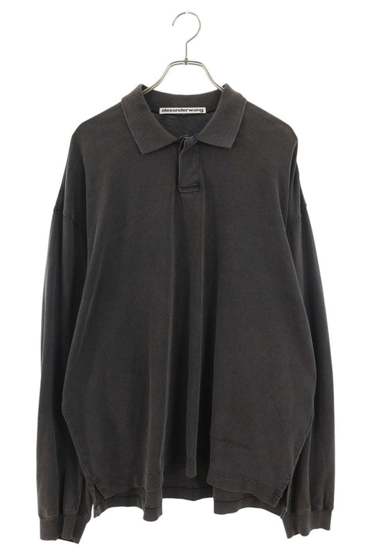 ALEXANDER WANG Front Logo Long Sleeve Tee Gray Size L
