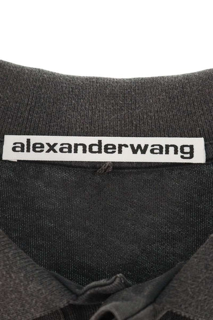 ALEXANDER WANG Front Logo Long Sleeve Tee Gray Size L