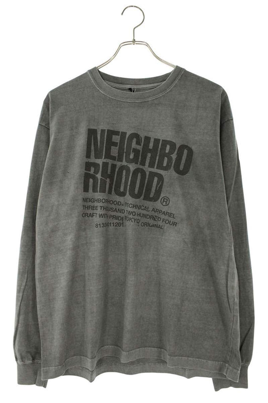 Neighborhood Logo Print Long Sleeve T-Shirt Gray Size M